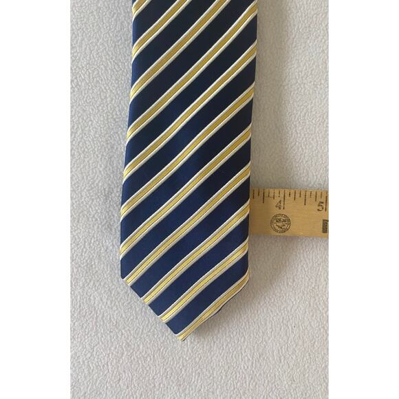 Donald Trump Blue Tie Signature Gold Bar Collection Silk & Vertical Striped EUC - Picture 2 of 4